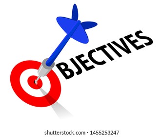 objectives concept, dart hitting target, vector illustration 