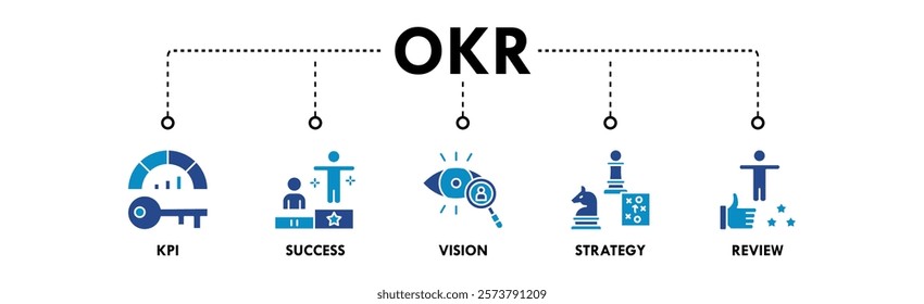 Objectives and Key Results web icon vector illustration concept with icon of kpi, success, vision, strategy, and review