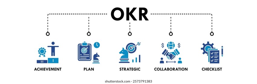 Objectives and Key Results web icon vector illustration concept with icon of achievement, plan, strategic, collaboration, and checklist