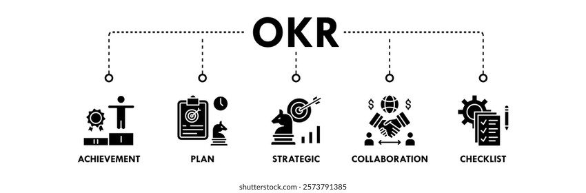 Objectives and Key Results web icon vector illustration concept with icon of achievement, plan, strategic, collaboration, and checklist