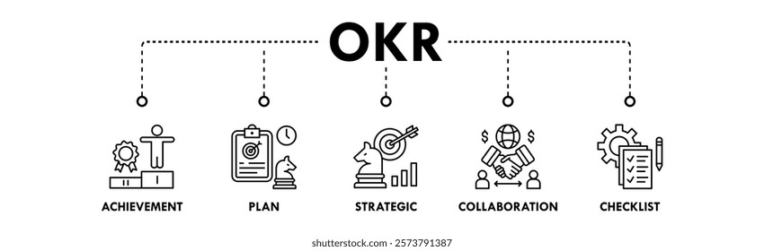 Objectives and Key Results web icon vector illustration concept with icon of achievement, plan, strategic, collaboration, and checklist