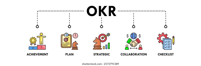 Objectives and Key Results web icon vector illustration concept with icon of achievement, plan, strategic, collaboration, and checklist