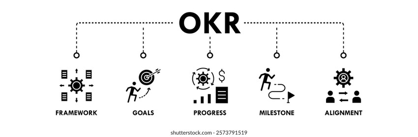 Objectives and Key Results web icon vector illustration concept with icon of framework, goals, progress, milestone, and alignment