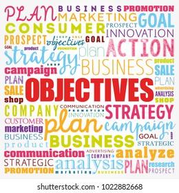 Objectives word cloud collage, business concept background
