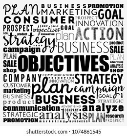 Objectives word cloud collage, business concept background