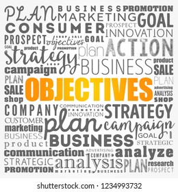 Objectives word cloud collage, business concept background