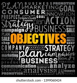 Objectives Word Cloud Collage Business Concept Stock Vector (Royalty ...