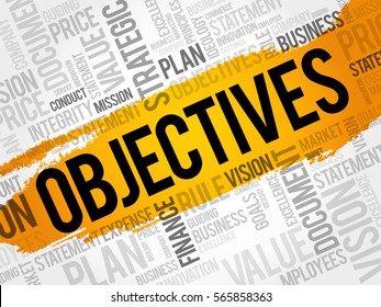 Objectives Word Cloud Collage Business Concept Stock Vector (Royalty ...