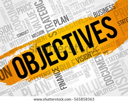 Objectives word cloud collage, business concept background