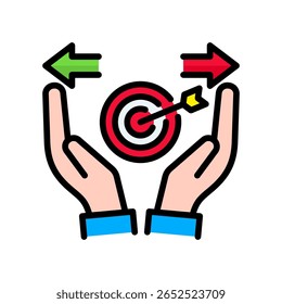 Icono de objetividad Ilustración vectorial de color lineal