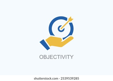 Abbildung des Objektivitäts-Vektors oder Logo-Zeichensymbols