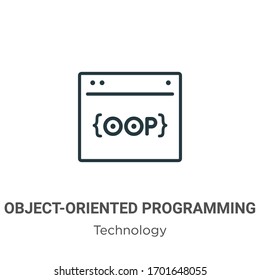 Object-oriented programming outline vector icon. Thin line black object-oriented programming icon, flat vector simple element illustration from editable technology concept isolated stroke on white 