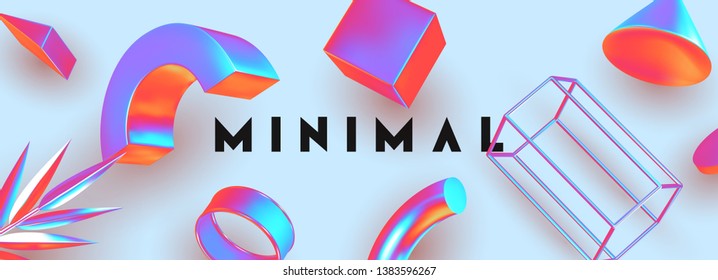 Objects 3d Shape Vector Minimal Poster Stock Vector (Royalty Free ...