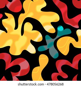 objects abstract graffiti on a black background seamless pattern