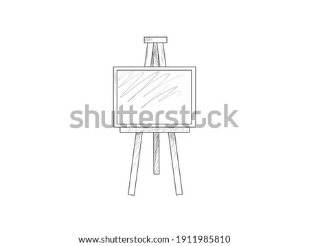 Objects for the artist.An easel with a canvas in a graphic style. Vector illustration.
