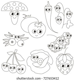 Objects to be Red colored elements set, collection of coloring book template, the group of outline digital elements vector illustration, kid educational game page.