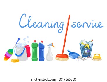 objects cleaning on white background. vector illustration