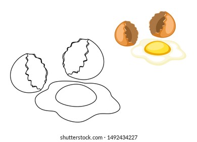 Objects Coloring Book for Preschool Kids with Stickers. Colorful and Colorless Versions of Eggs. Ready for Print. Kids Activity Educational Printable