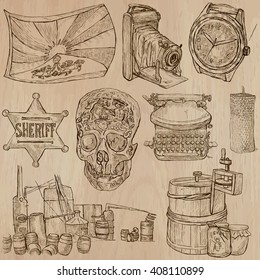OBJECTS. Description - An hand drawn vector pack, freehand sketching. Editable in layers and groups. Colored background is isolated.