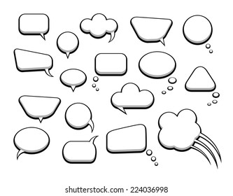 Objects to design comic books and characters talking. Speech frames and modules. With Space For Text (vector). 