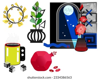 Objects of everyday life, sketch in simplified image.