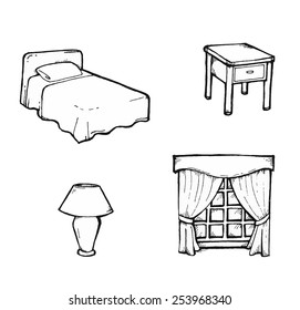 Objects found in a bedroom