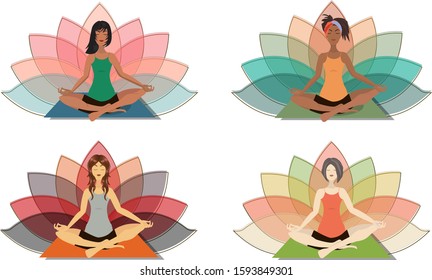 The objects of the four girls in the Lotus position