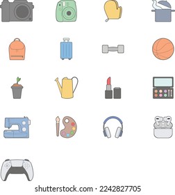 Objects Icon for Daily hobbies. Cute simple casual icons for hobby and daily activities