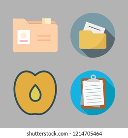 objects icon set. vector set about clipboard, peach and folder icons set.