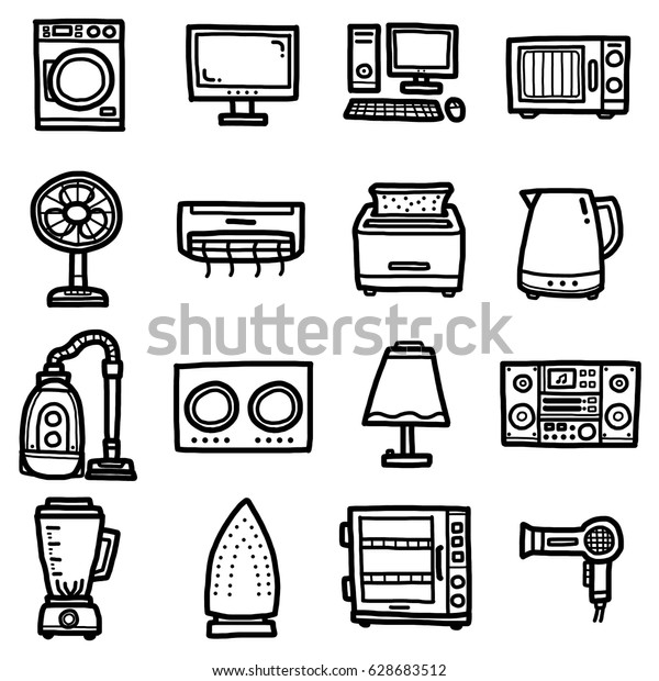 Objects Icons Set Cartoon Vector Illustration เวกเตอร์สต็อก (ปลอดค่า