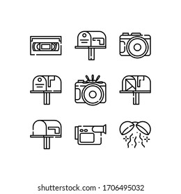 Objects icons set line - vector