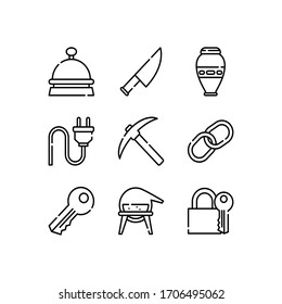 Objects icons set line - vector