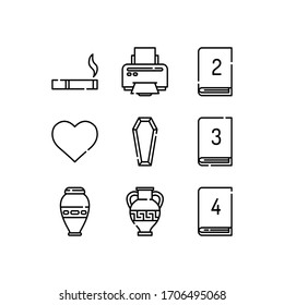 Objects icons set line - vector