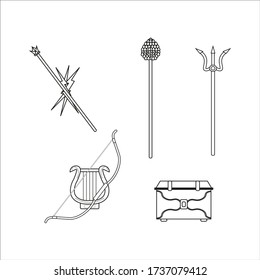 objects of mythological gods of Olympus, illustration for web and mobile design.