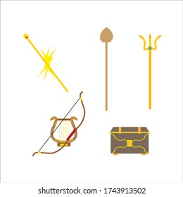 objects of mythological gods of Olympus, illustration for web and mobile design.