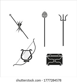 objetos de dioses mitológicos de Olympus, ilustración para diseño web y móvil.