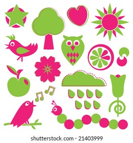 objects of nature in pink and green