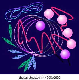 objects for occupations rhythmic gymnastics, vector illustration