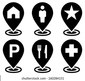 Objects on map icons set