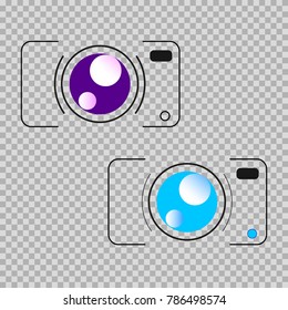 The objects are represented in the form of camera contours with lenses and buttons.
