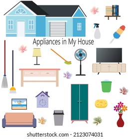 Objects that can be found in our homes, vector design illustration