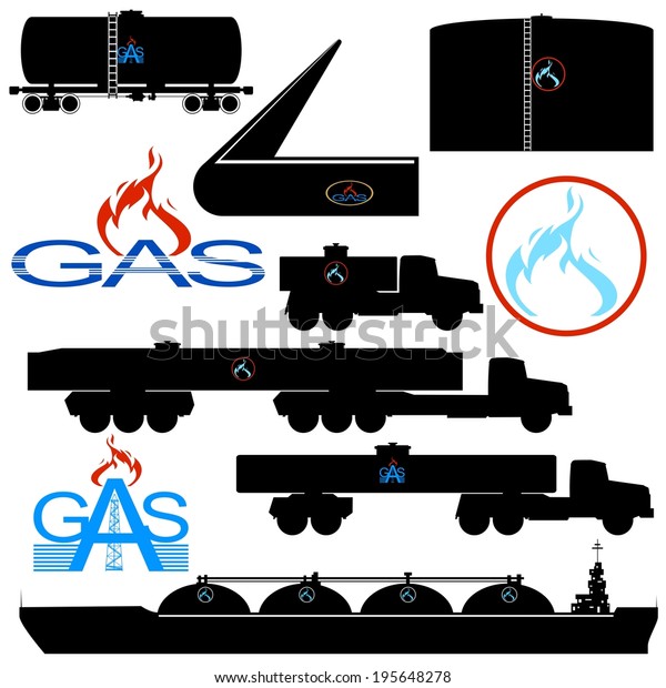 Objects transportation and storage of natural\
gas. Illustration on white\
background.