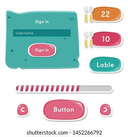 Objects used in the game Or the application consists of a set of registration, login, background popup, button, table info, label, loading, button left, button right, previous, next