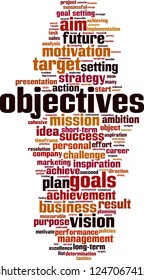 objektives word cloud concept. Vector illustration