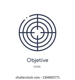 objetive icon from weapons outline collection. Thin line objetive icon isolated on white background.