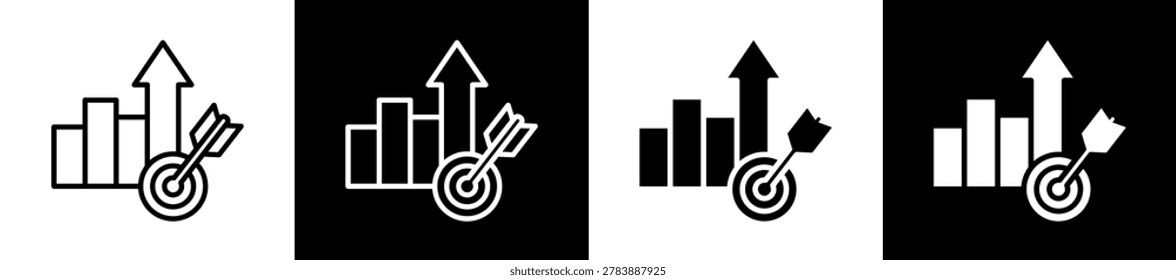 Objetive Line And Glyph Icon In Black White Background