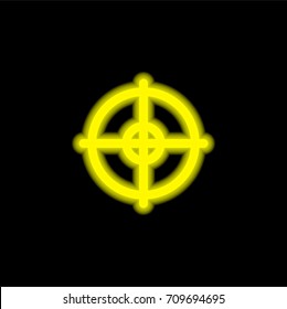 Objetive yellow glowing neon ui ux icon. Glowing sign logo vector