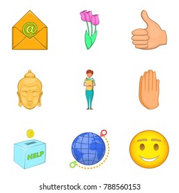 Oblation icons set. Cartoon set of 9 oblation vector icons for web isolated on white background