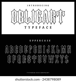 Obligart blackletter metal font display