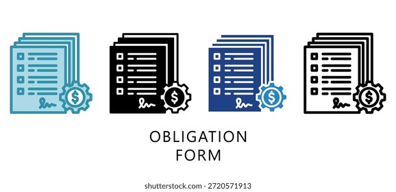 Obligation Form Multi Style Icon. Mini Illustration Relate To Taxation, Financial Report. Use For Modern Concept, Ui, Ux Web And App Development.